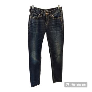 SILVER JEANS Womens SUKI Super Stretch Jeans Faded Design Thick Stitch 29x31